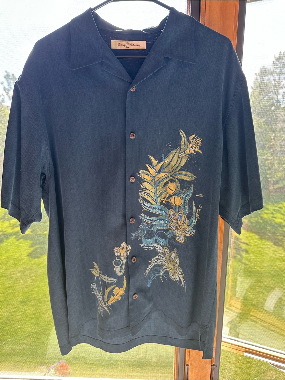 Tommy Bahama Navy Short-Sleeve Floral Button-Down Shirt